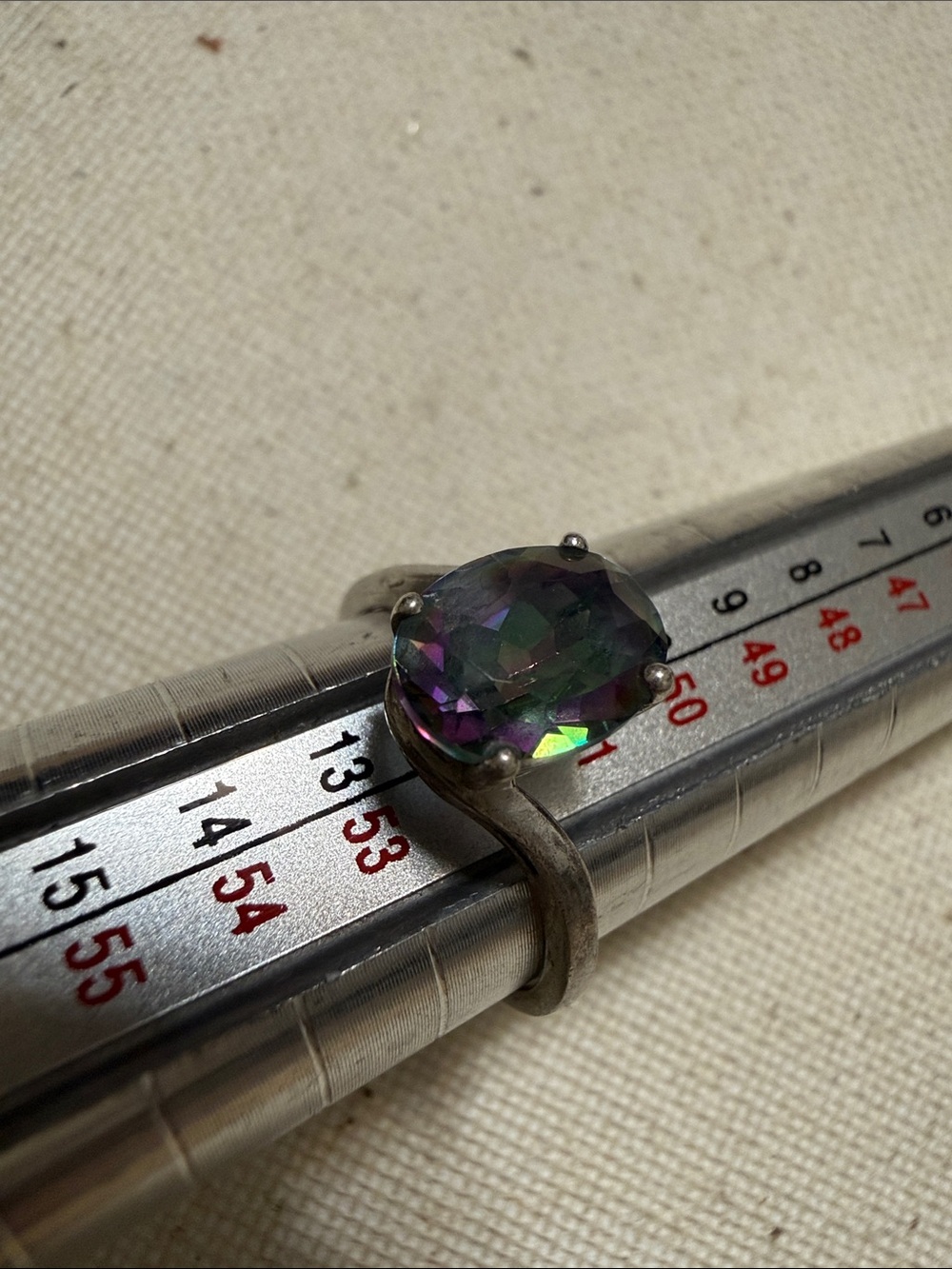 Sterling Silver 925 Mystic Topaz Oval Solitaire Ring in Iridescent size 6 - Picture 10 of 12